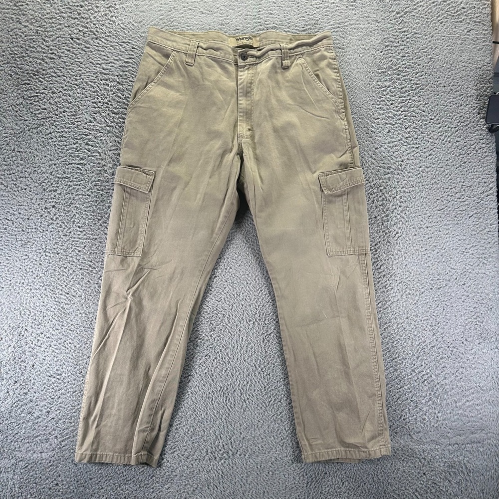 Wrangler Authentics Pant Mens 36x30 Beige Cotton Cargo Straight Utility Workwear